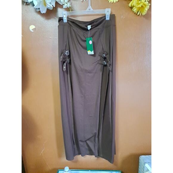 NWT Halara Women's Play My Way Maxi Buckle Skirt Large High Waisted High Slits - Picture 1 of 8